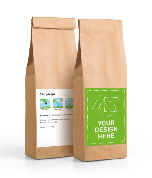 5 tulip bulbs in a paper bag